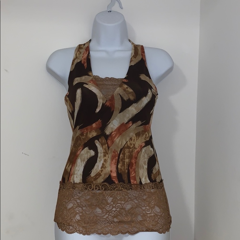 Y2k Brown Laced Top